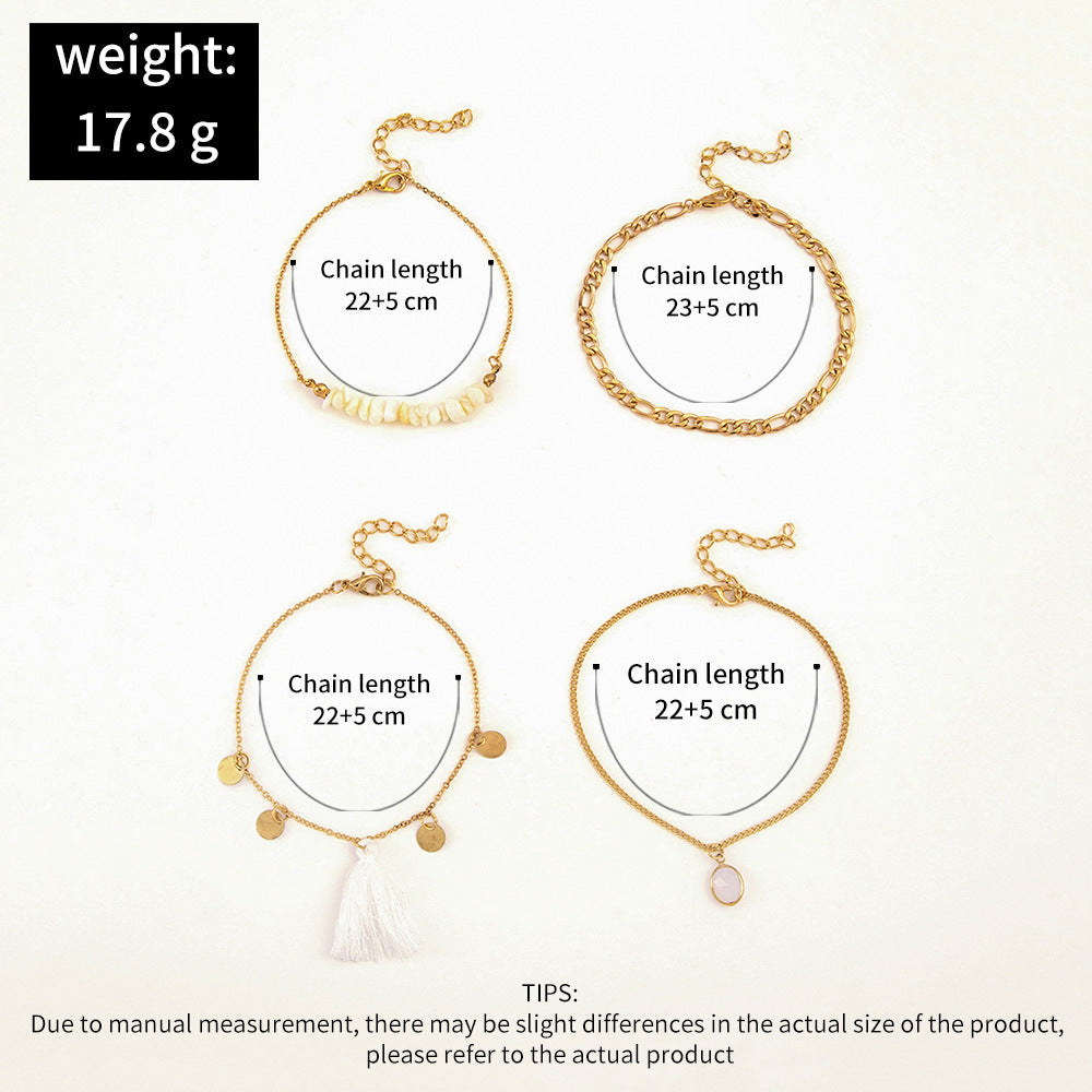 Four-piece Set Of Simple Feet With Tassels And Gems