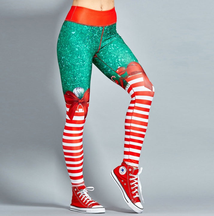 Yoga Christmas Print Hip High Waist Fitness Yoga Pants