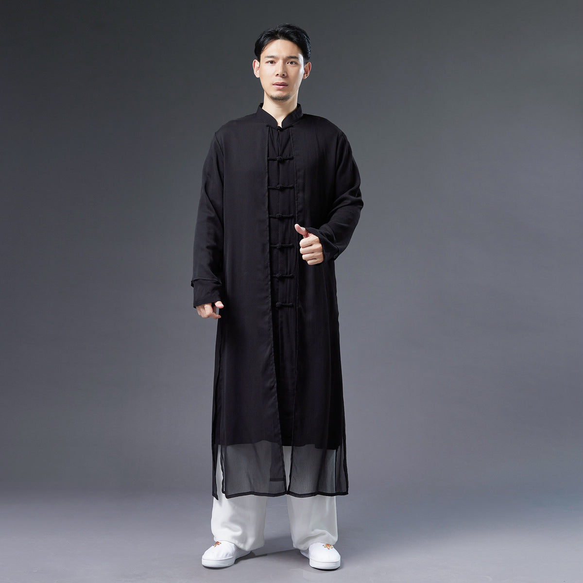 Ropa de hombre de la antigüedad verano Hanfu traje de gasa de hada blanca rendimiento bata china masculina
