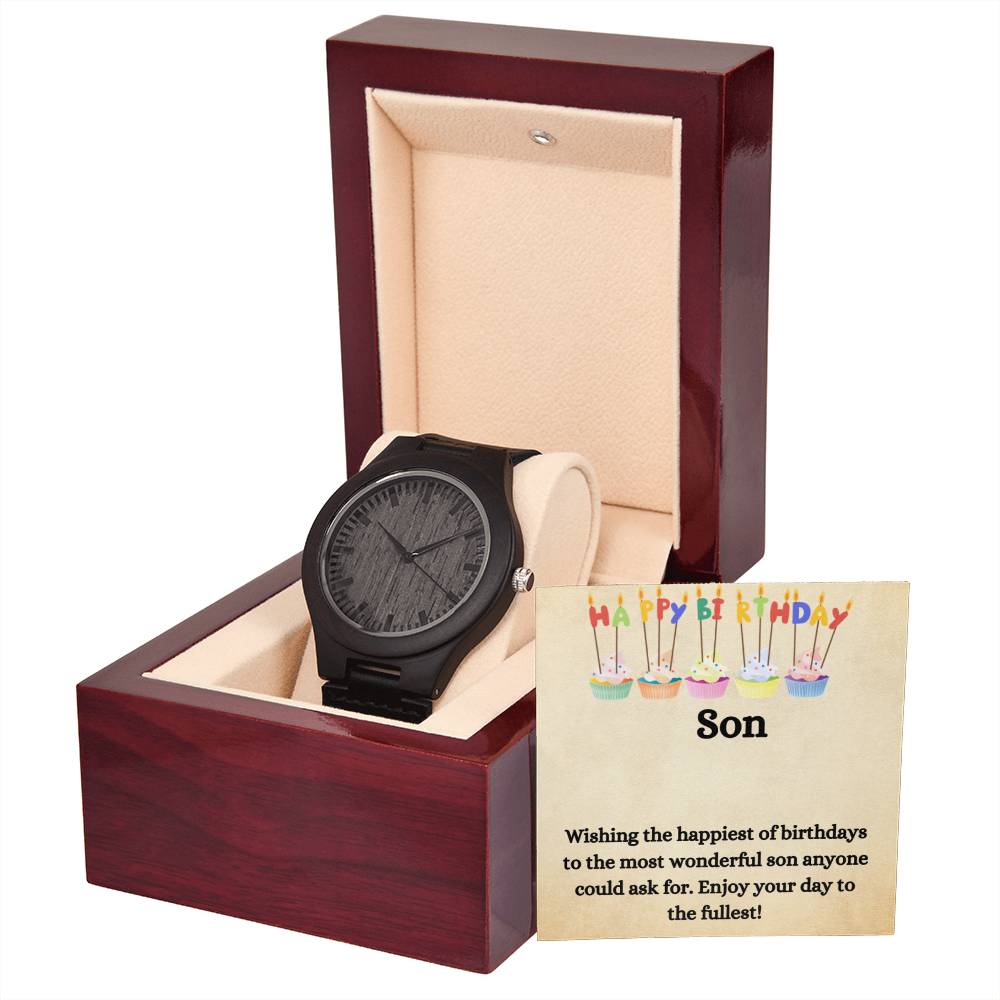 Wooden Watch - Happy Birthday Son