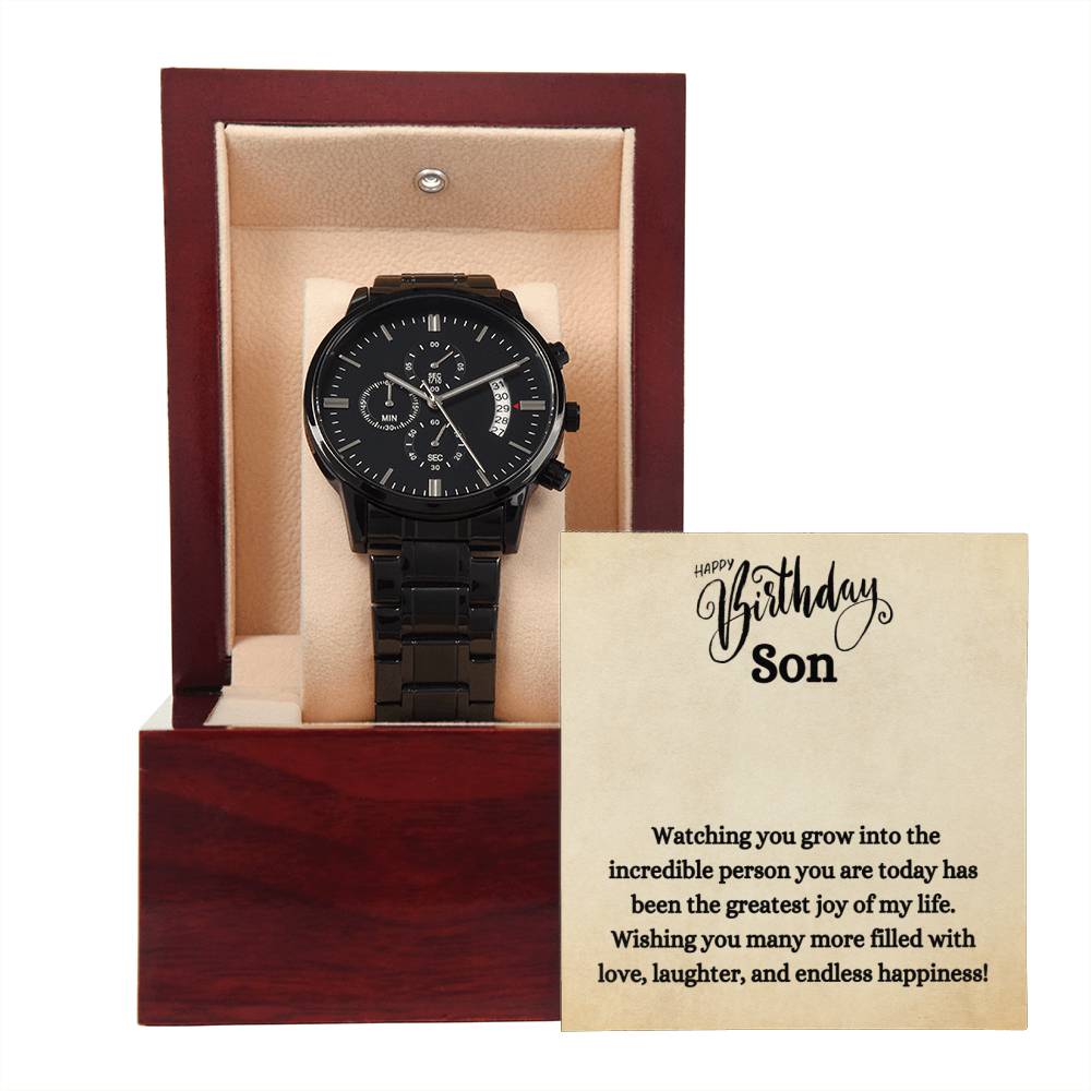 Black Chronograph Watch - Watching You Grow Son