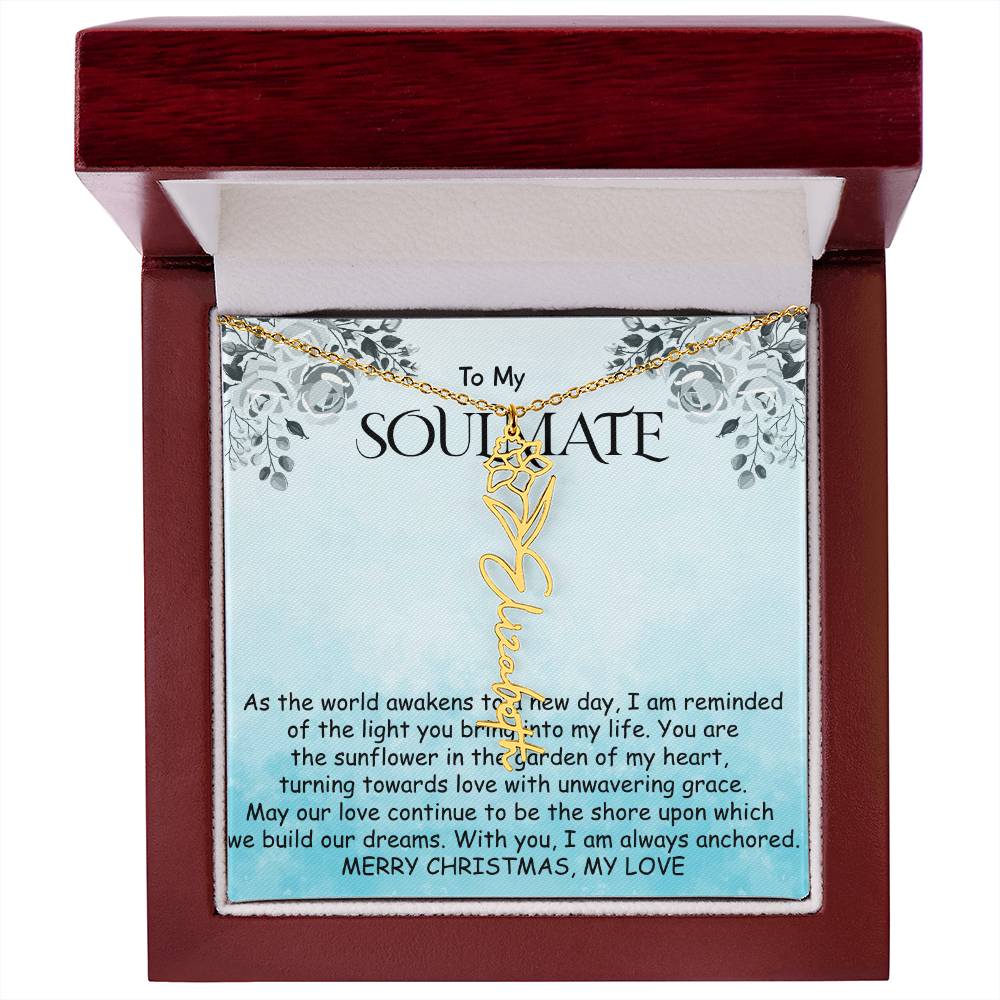 Collar con nombre de flor - Mientras el mundo despierta alma gemela