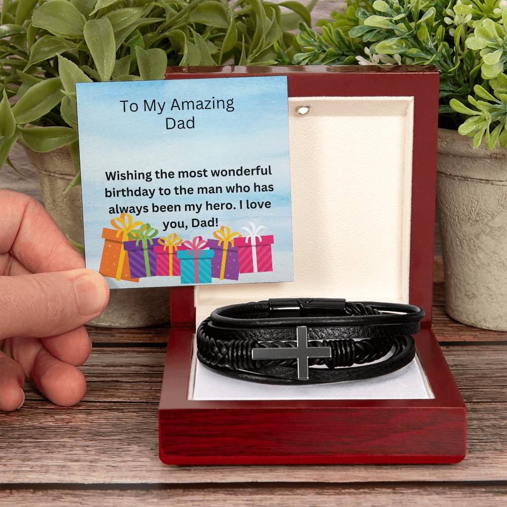 Men's Cross Bracelet - Amazing Dad