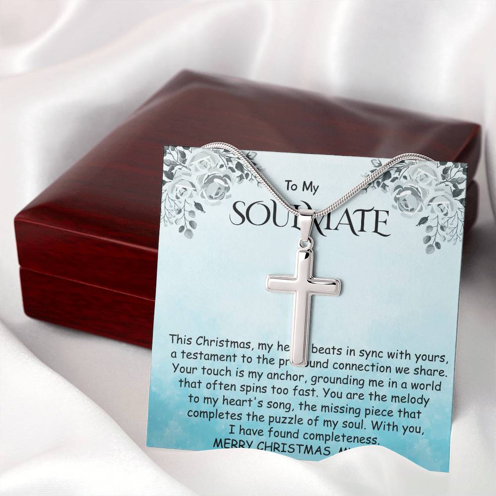 Stainless Cross Necklace - Heart Beats With Yours Soulmate