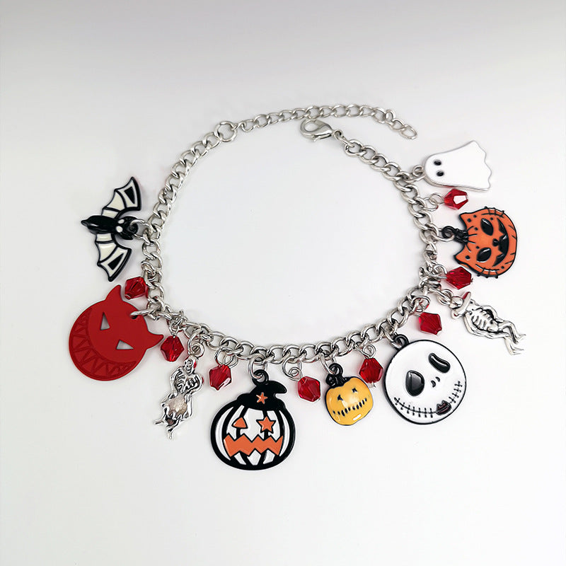Pulsera de Halloween con joyería divertida de fantasma de calavera de calabaza
