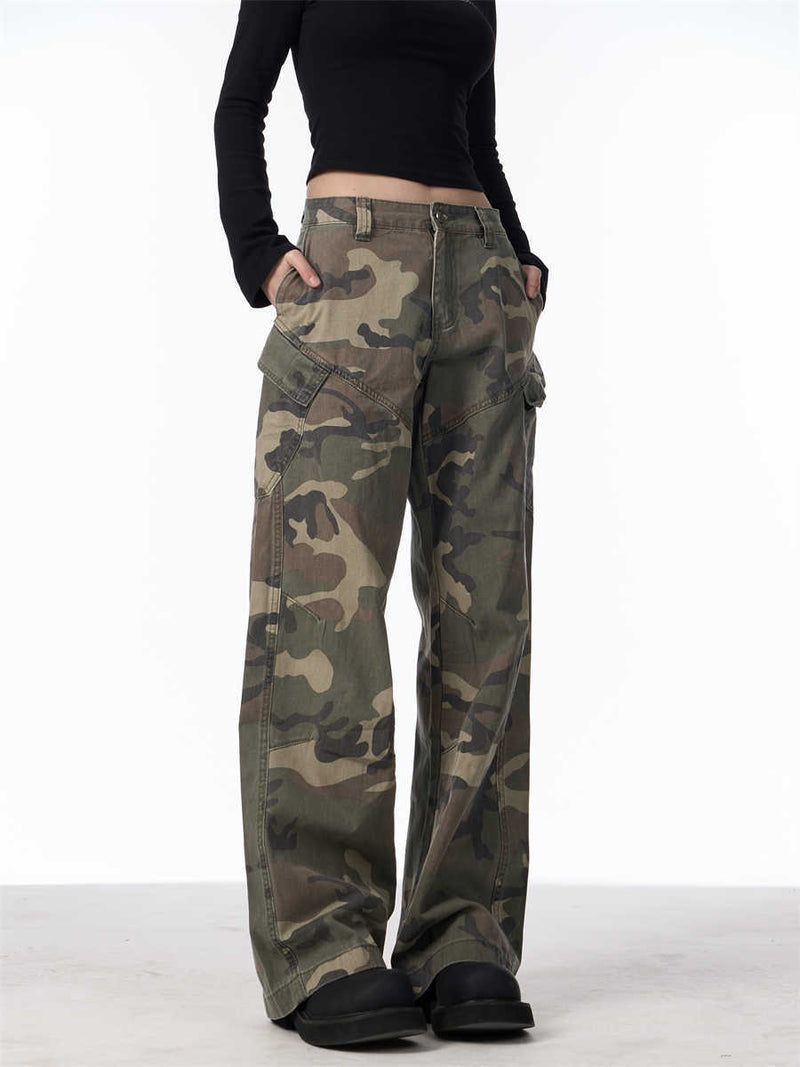 Camouflage Cargo Pants Women's Straight Loose Casual Trousers