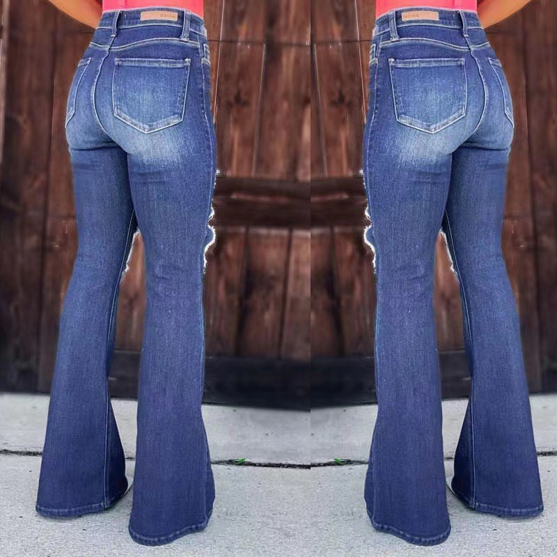 Vaqueros rasgados de ocio a la moda para mujer