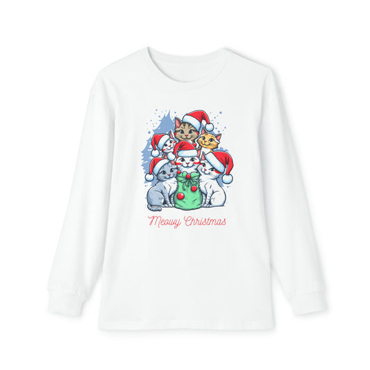 Conjunto de ropa navideña de manga larga para jóvenes - Gatitos de Feliz Navidad