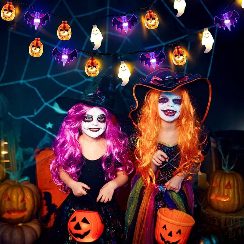 Luces Coloridas Cadena Decoración Halloween Araña Murciélago Fantasma