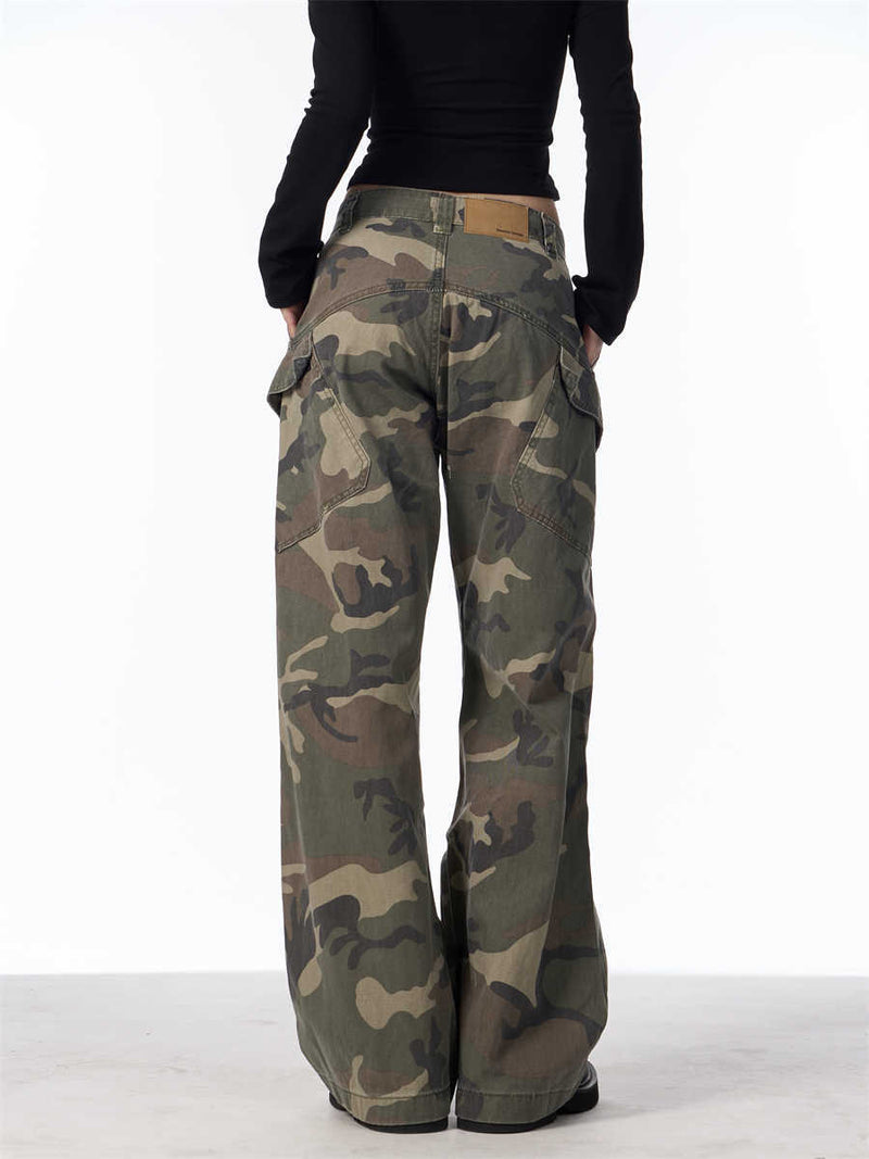 Camouflage Cargo Pants Women's Straight Loose Casual Trousers