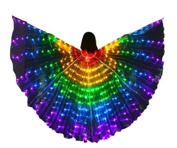 Alas de mariposa LED Accesorios para actuaciones en escenario de Halloween Accesorio de baile para mujeres Alas de baile LED para DJ Disfraz de ala iluminada Alas de baile Colores del arco iris con palo