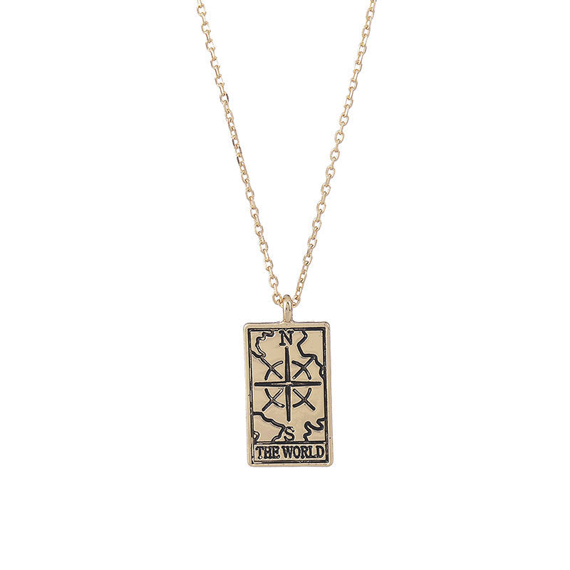 Collar colgante de tarot Vintage Tarot Cadena de clavícula Oro Plata
