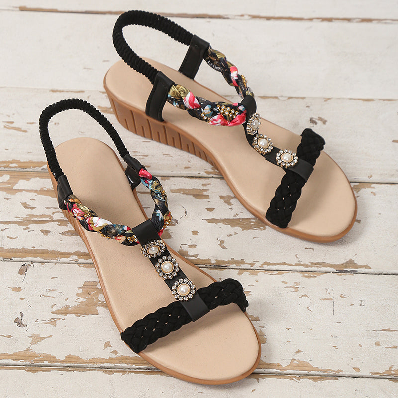 Sandalias trenzadas bohemias Zapatos de playa de verano Mujer