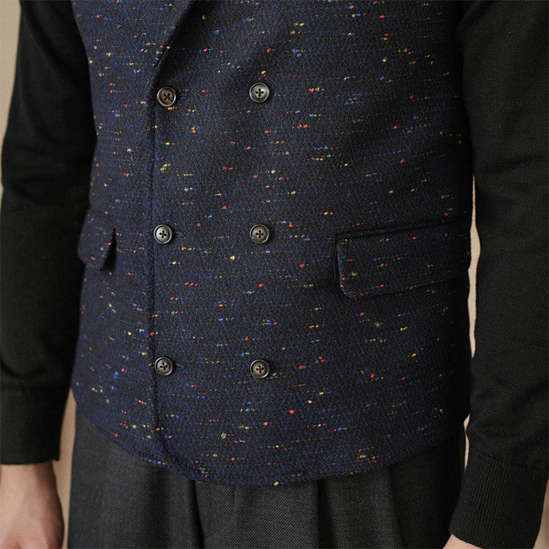 Vintage Double Breasted Wool Colored Dot Vest