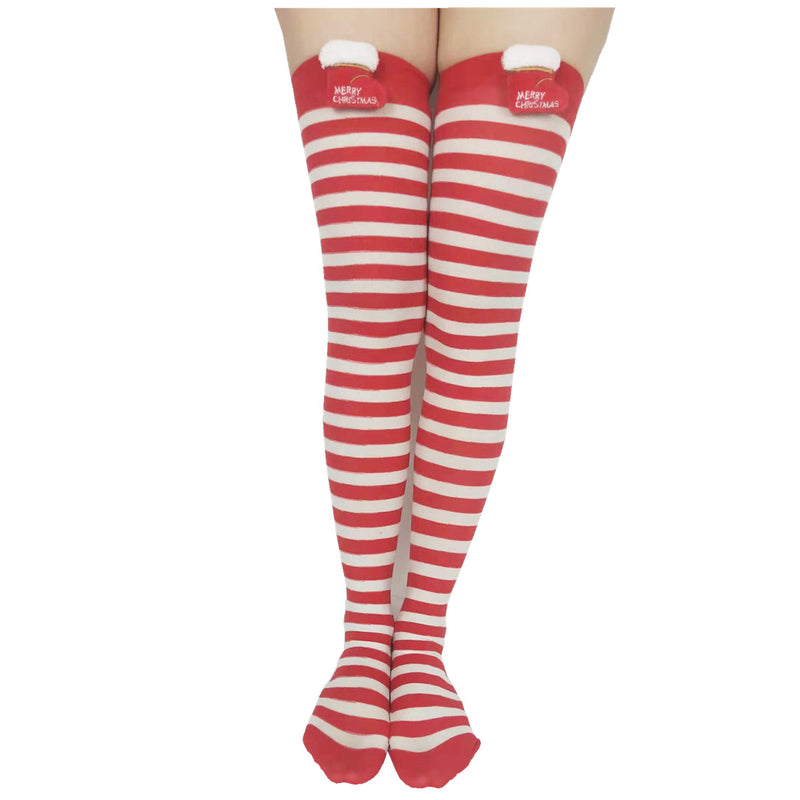 Calcetines navideños a rayas con bonitos accesorios