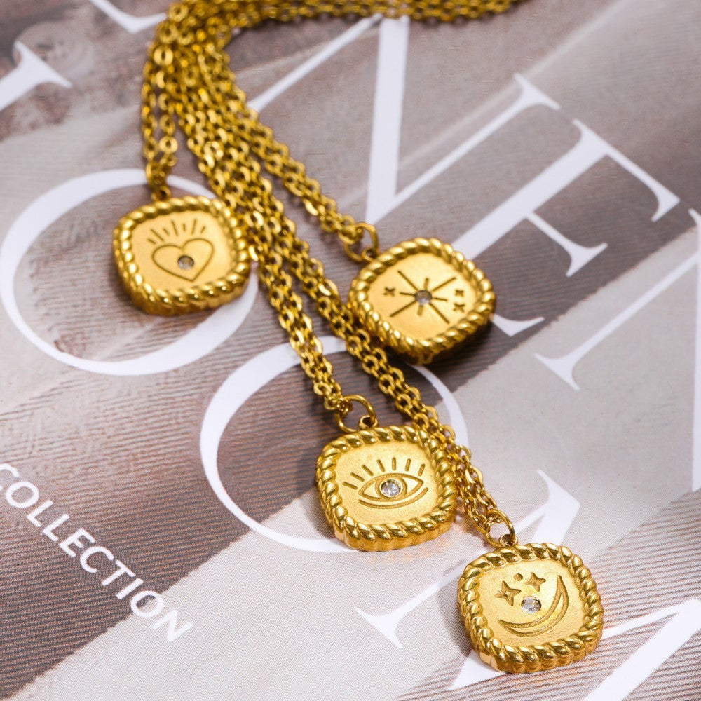 Hemp Tarot Necklace Lace Gold Coin Necklace