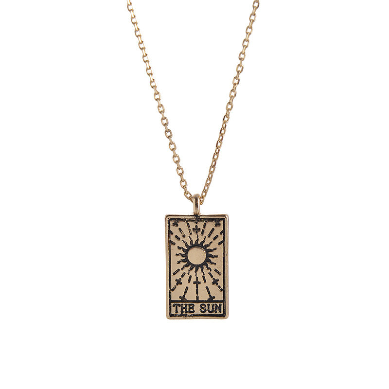 Collar colgante de tarot Vintage Tarot Cadena de clavícula Oro Plata