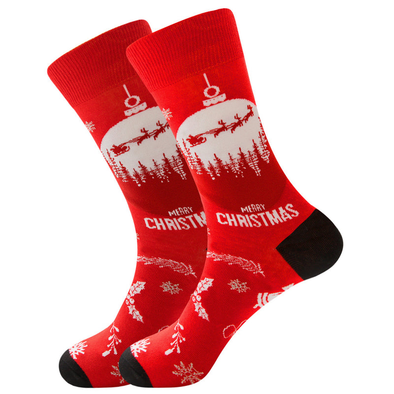 Fashion Christmas 12 Color Elk Santa Snow Socks