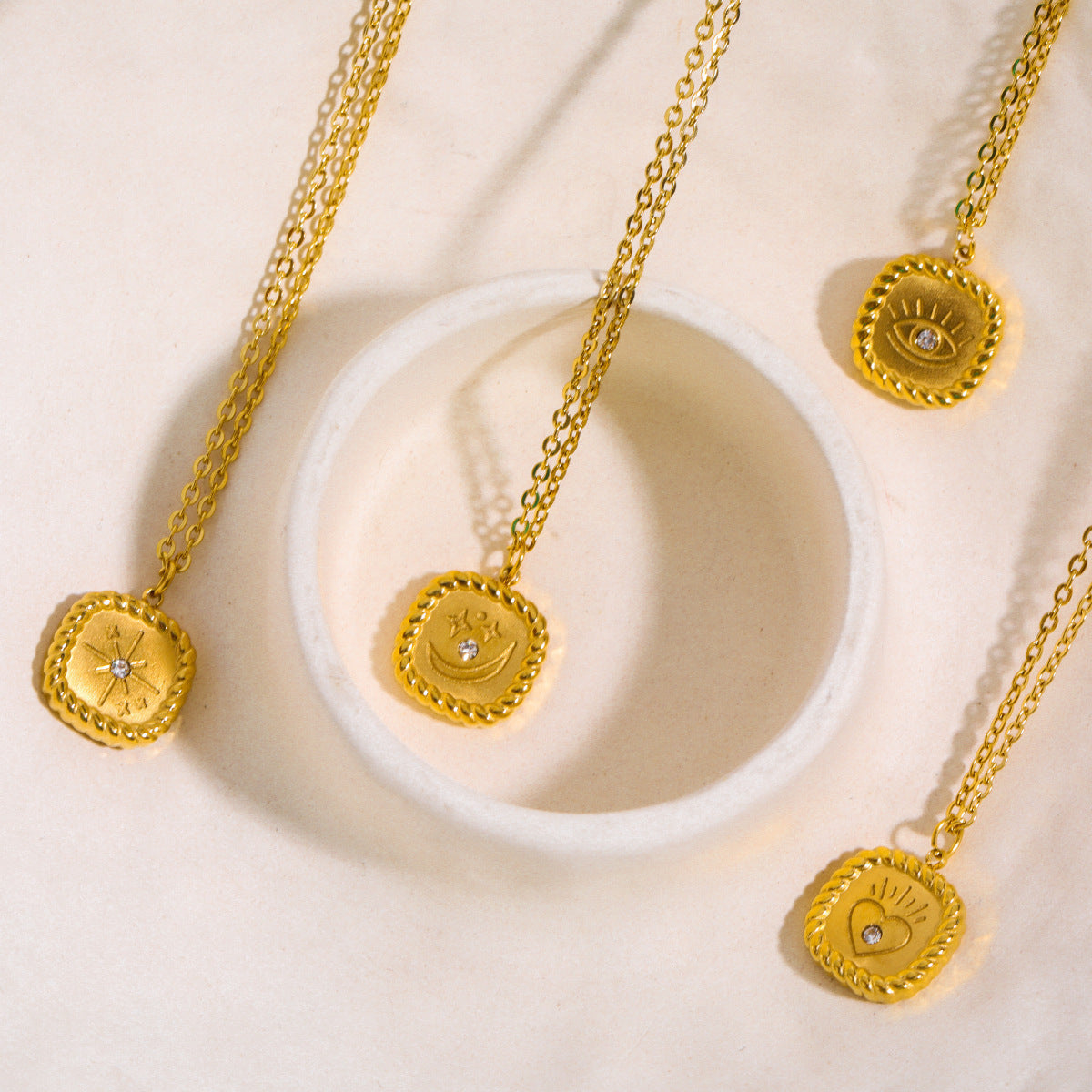 Hemp Tarot Necklace Lace Gold Coin Necklace