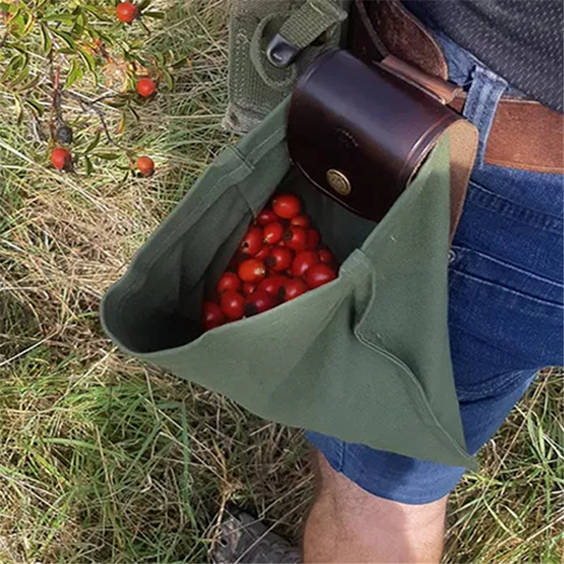 Bolsa de forraje de cuero, bolsa de forraje de setas, bolsa de forraje de lona plegable para senderismo, Camping, caza, bolsa de forraje