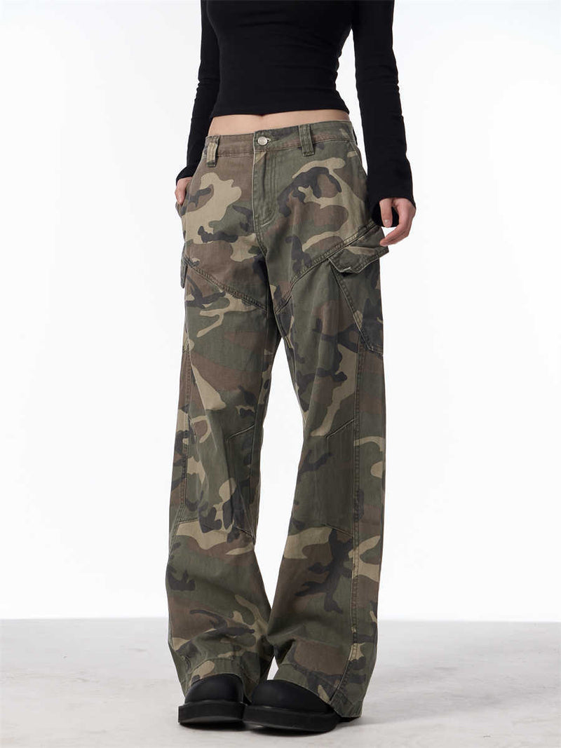 Camouflage Cargo Pants Women's Straight Loose Casual Trousers