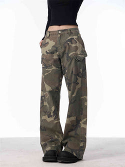 Camouflage Cargo Pants Women's Straight Loose Casual Trousers