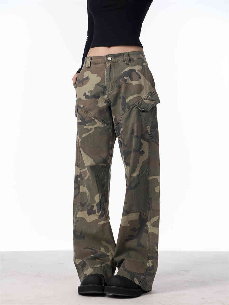 Camouflage Cargo Pants Women's Straight Loose Casual Trousers