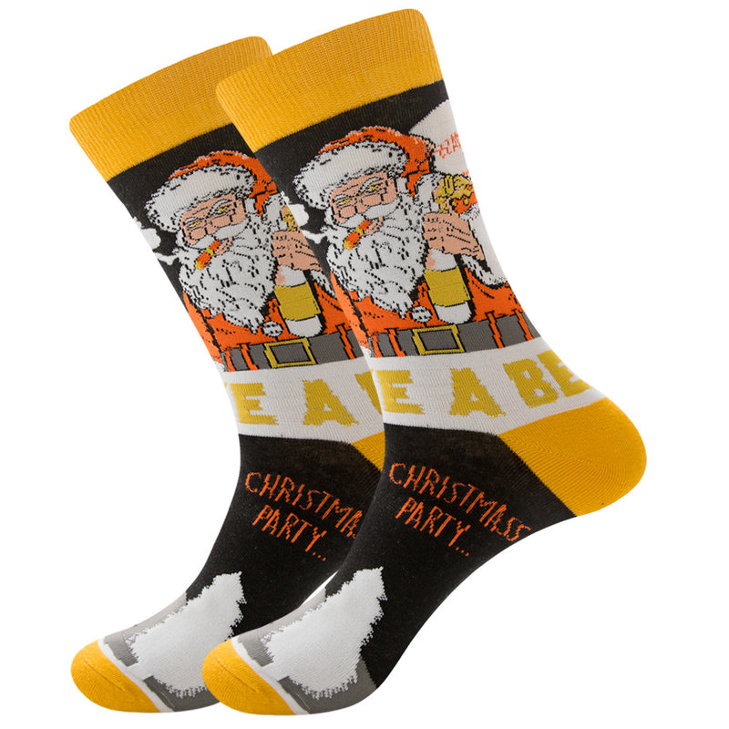 Fashion Christmas 12 Color Elk Santa Snow Socks