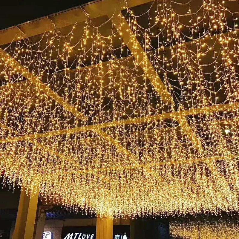 New Year 2022 Christmas Curtain Lights Christmas Decorations for Outdoor Garden Decor Fairy Festoon Christmas Ornaments Navidad