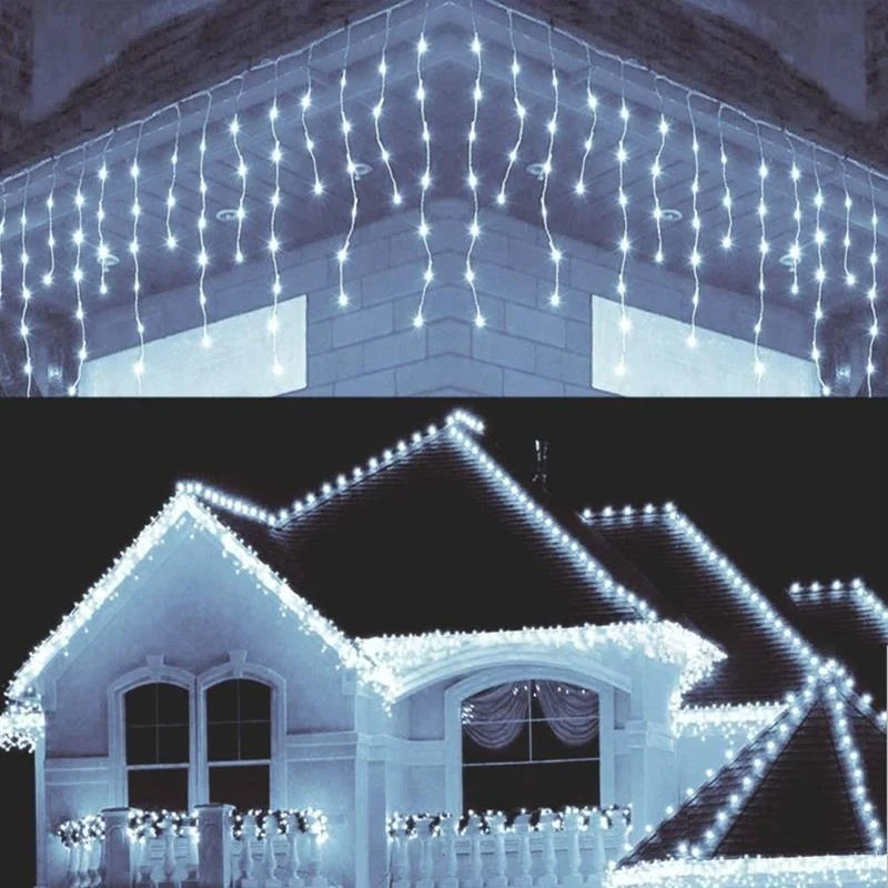 New Year 2022 Christmas Curtain Lights Christmas Decorations for Outdoor Garden Decor Fairy Festoon Christmas Ornaments Navidad
