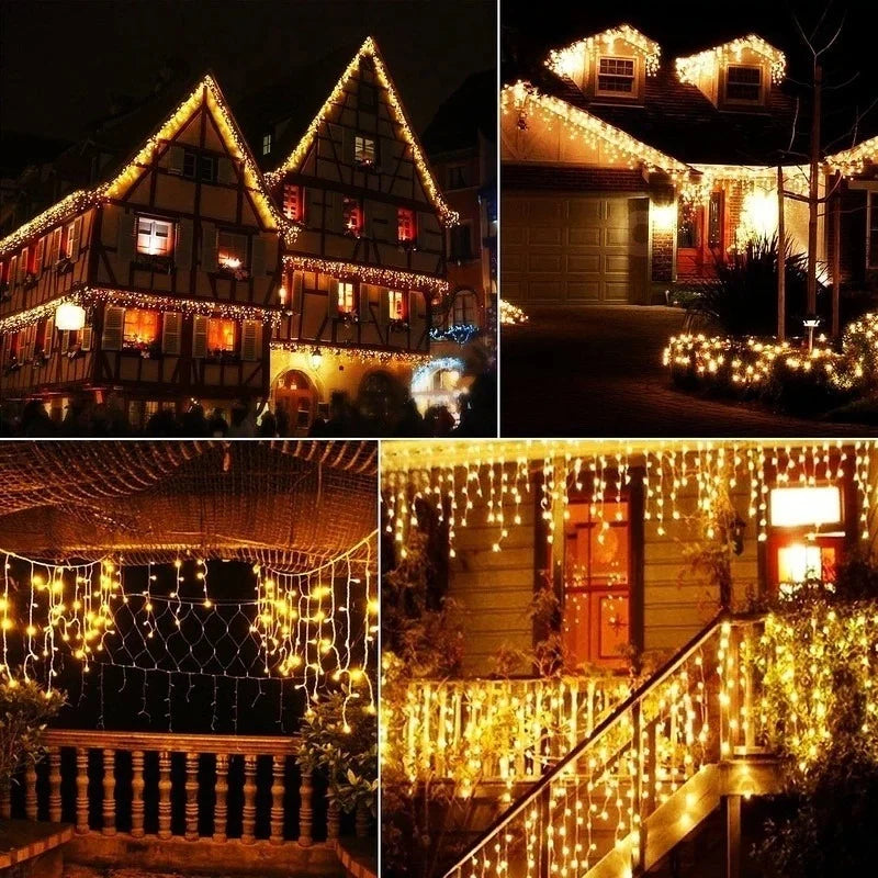 New Year 2022 Christmas Curtain Lights Christmas Decorations for Outdoor Garden Decor Fairy Festoon Christmas Ornaments Navidad