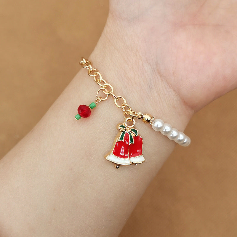 Old Man Snowman Elk Snowflake Bell Christmas Bracelet