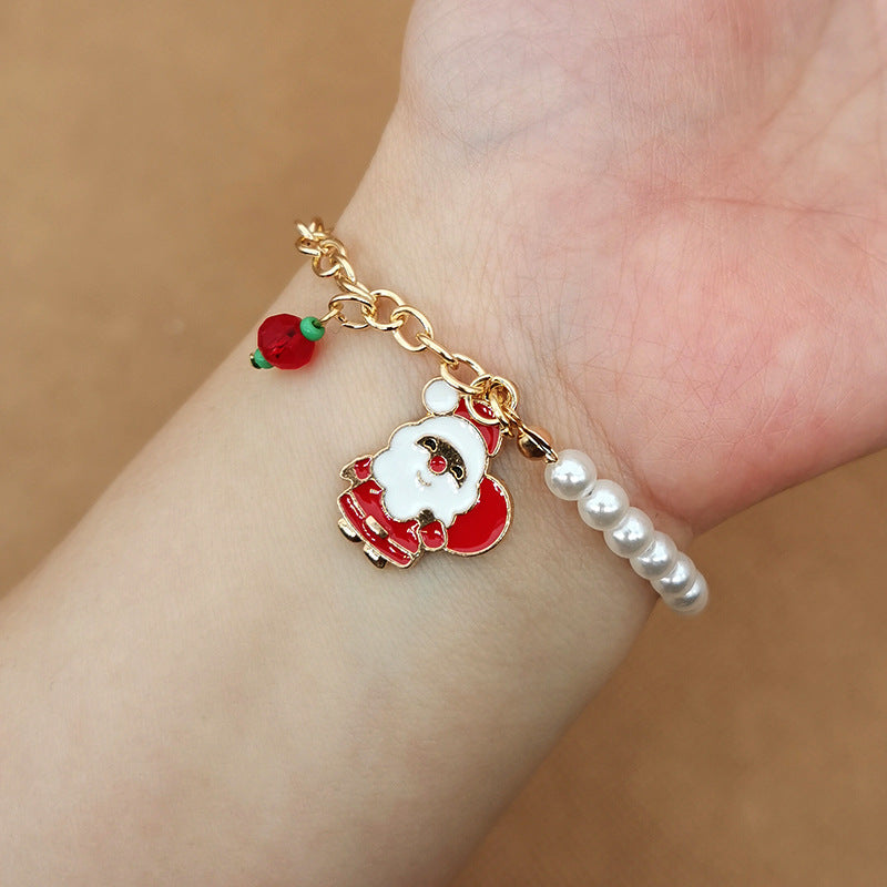 Old Man Snowman Elk Snowflake Bell Christmas Bracelet