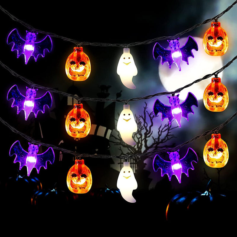 Luces Coloridas Cadena Decoración Halloween Araña Murciélago Fantasma