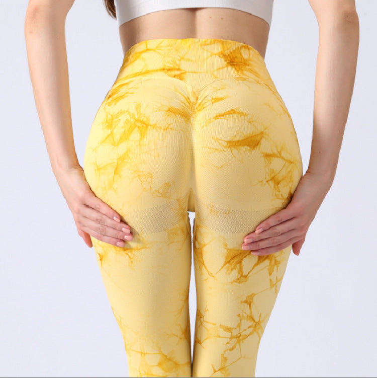 Women's Fashion Temperament Tie-dye High Waist Hip Lift Yoga Pants
