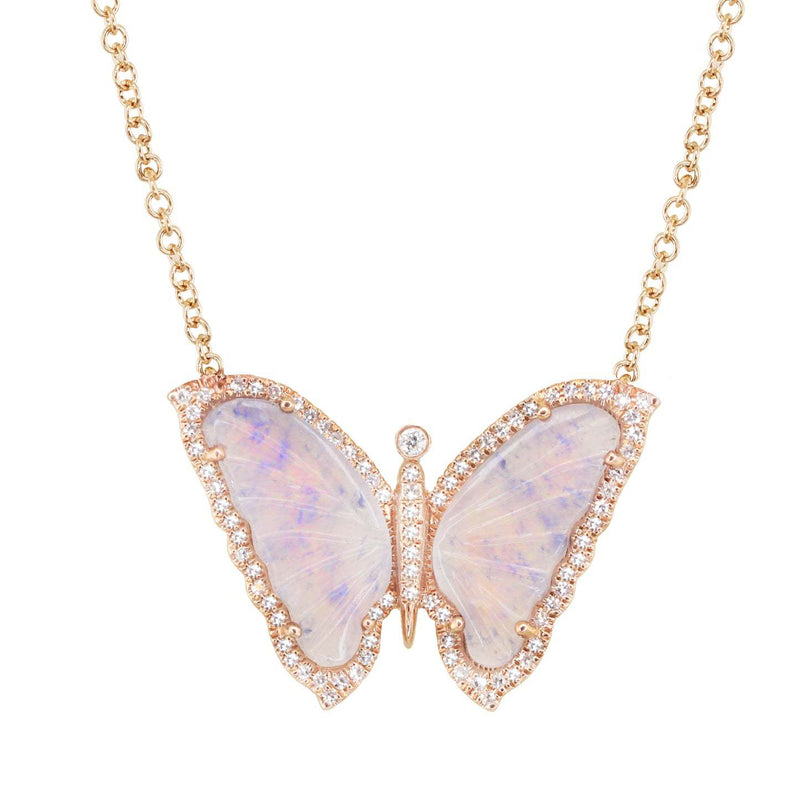 Acrylic Small Butterfly Oil Dripping Full Zirconium Necklace