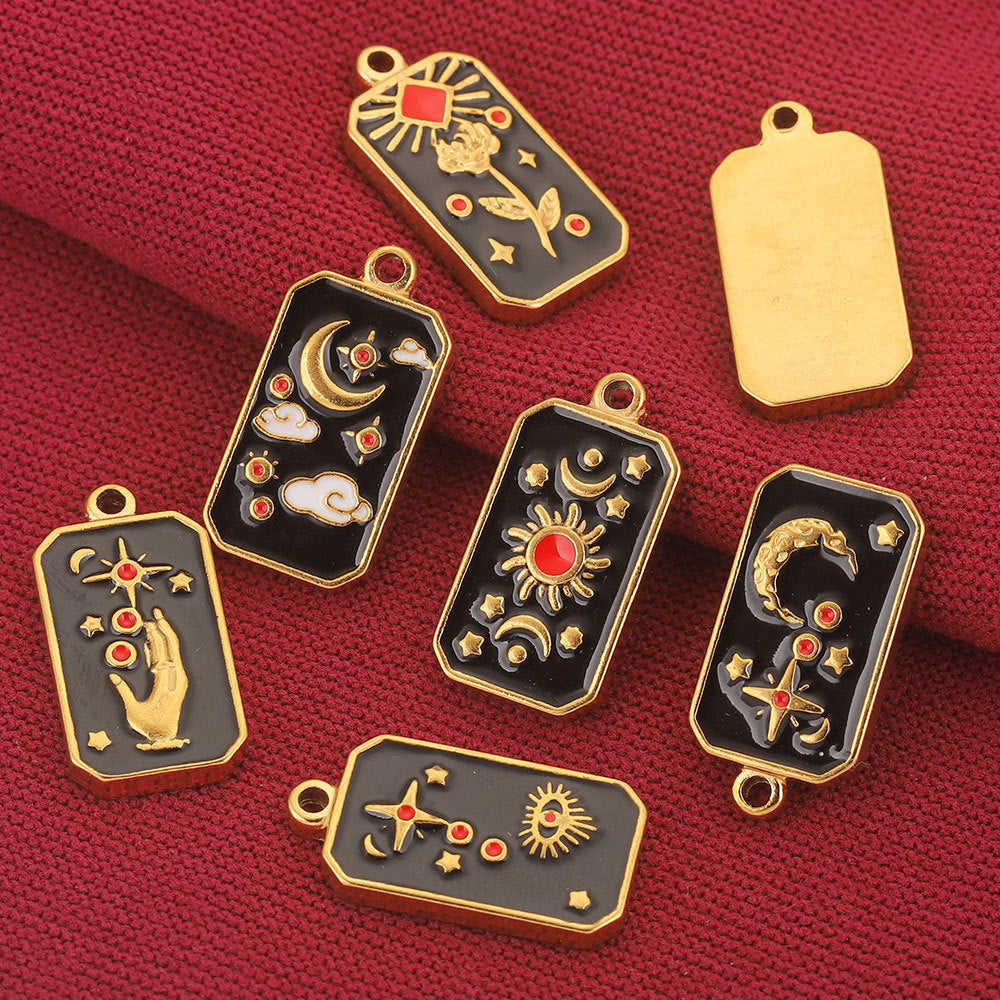 Stainless Steel Rectangular Tarot Star Pendant