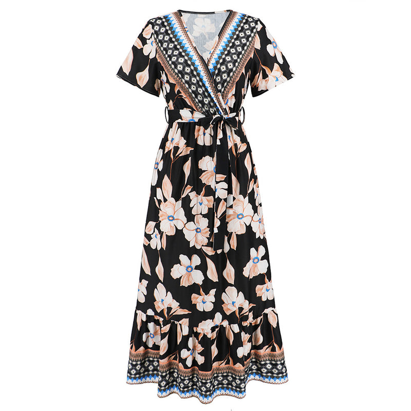 Vestido estampado exótico retro para mujer