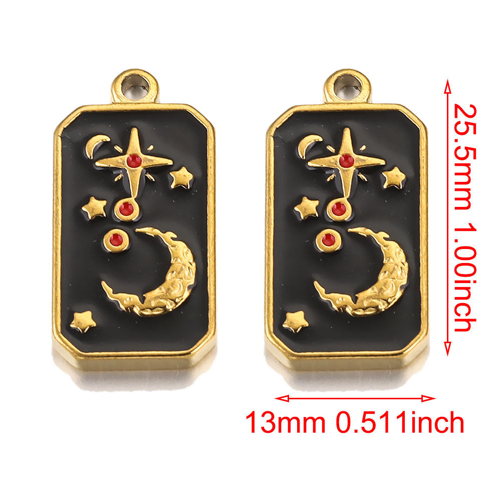 Stainless Steel Rectangular Tarot Star Pendant