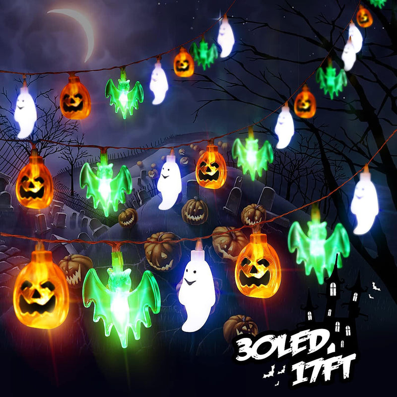 Luces Coloridas Cadena Decoración Halloween Araña Murciélago Fantasma