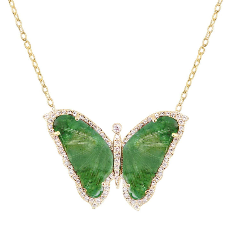 Acrylic Small Butterfly Oil Dripping Full Zirconium Necklace
