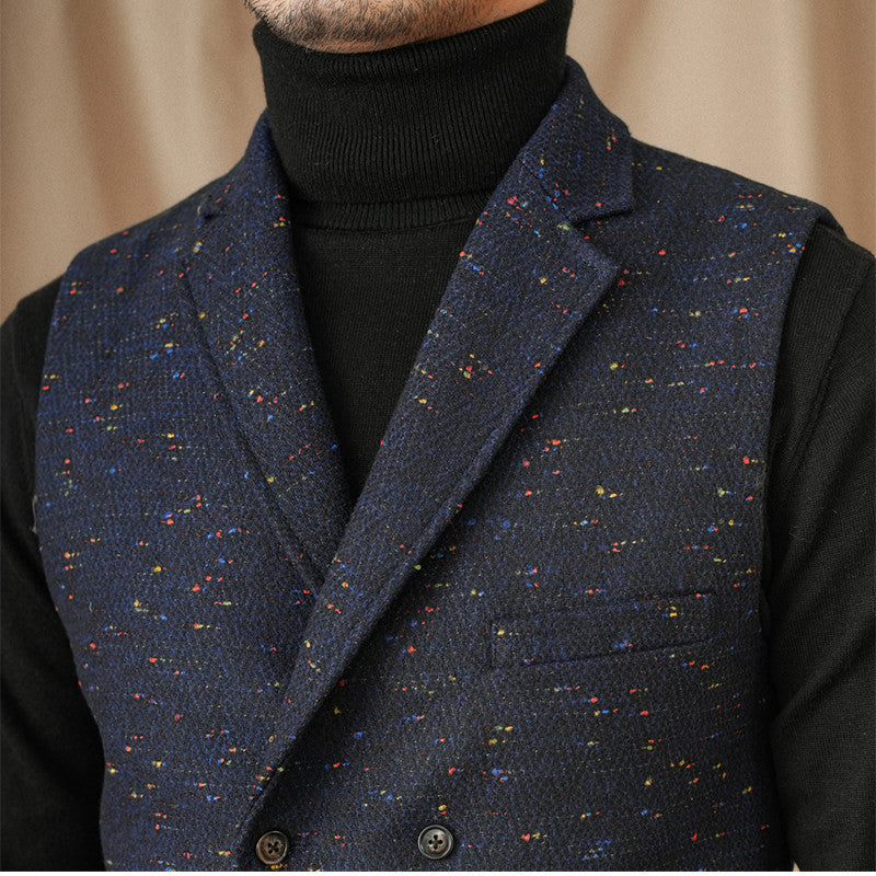 Vintage Double Breasted Wool Colored Dot Vest