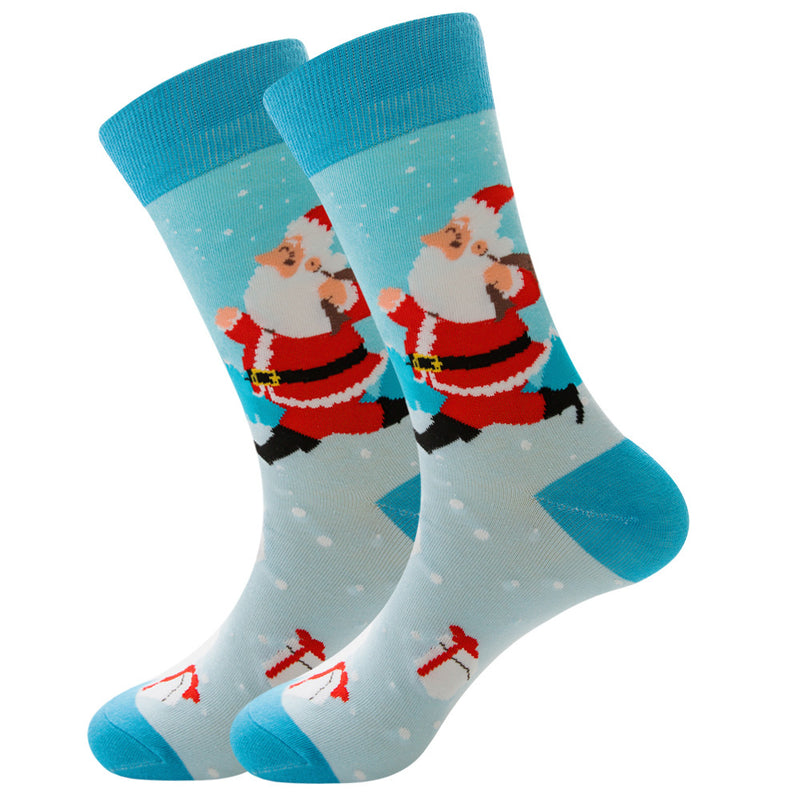 Fashion Christmas 12 Color Elk Santa Snow Socks