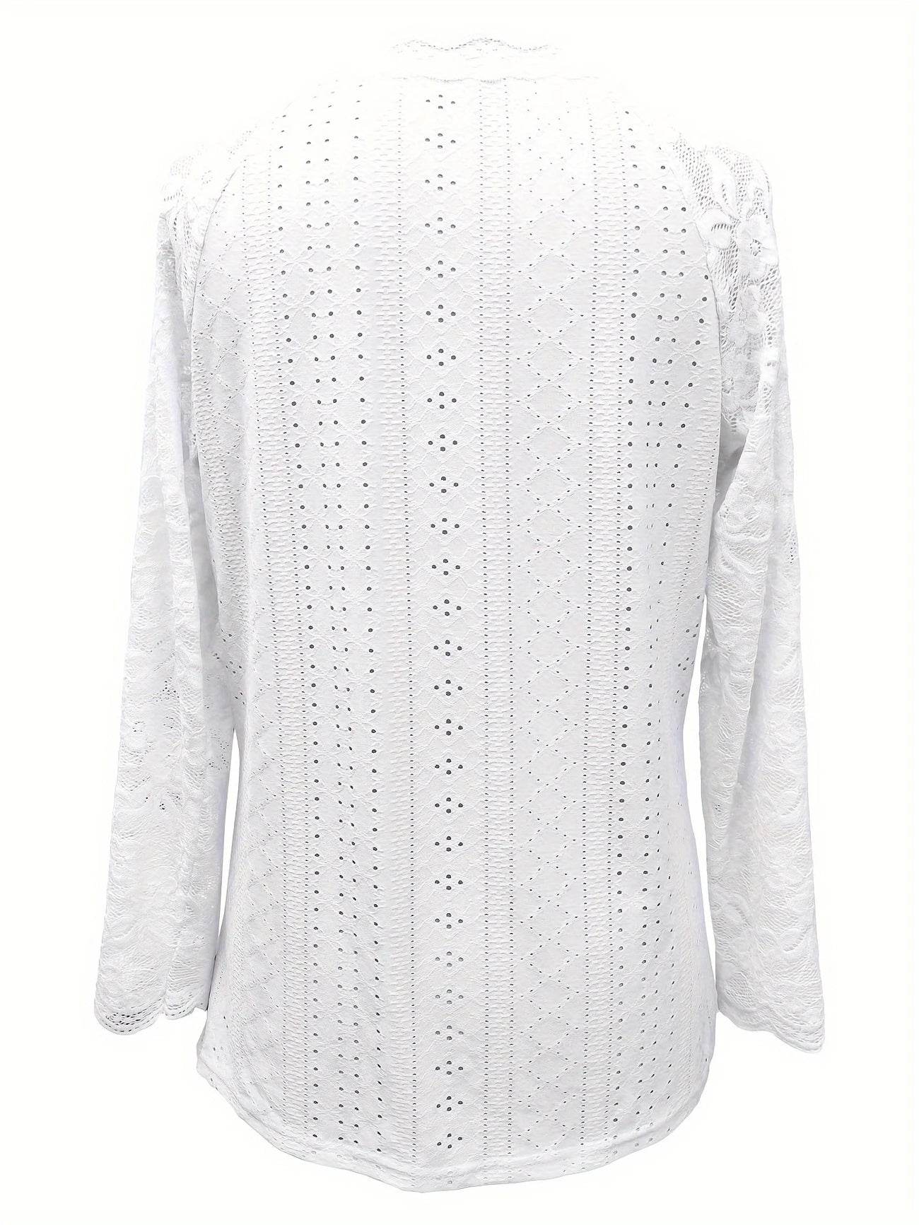 Contrast Lace V-neck Eyelet T-Shirt