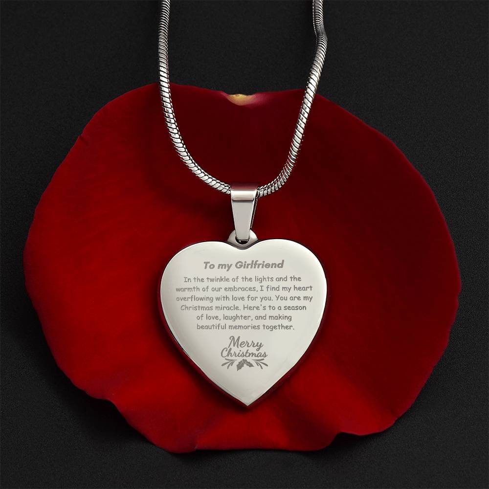 Engraved Heart Necklace - Twinkle of the Lights Christmas Girlfriend