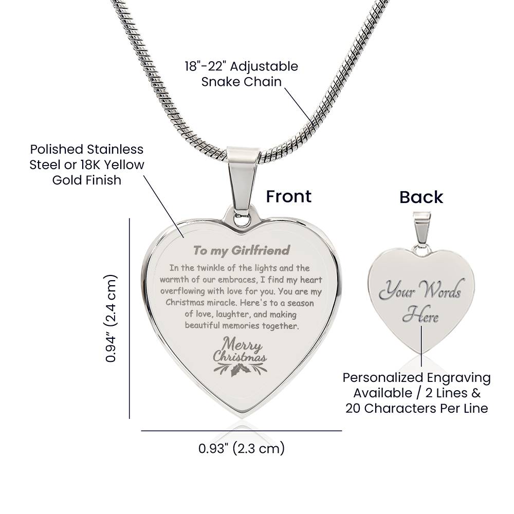 Engraved Heart Necklace - Twinkle of the Lights Christmas Girlfriend