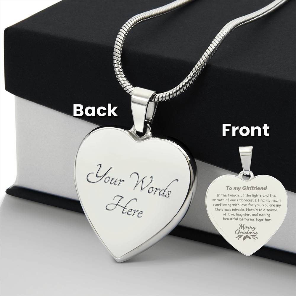 Engraved Heart Necklace - Twinkle of the Lights Christmas Girlfriend