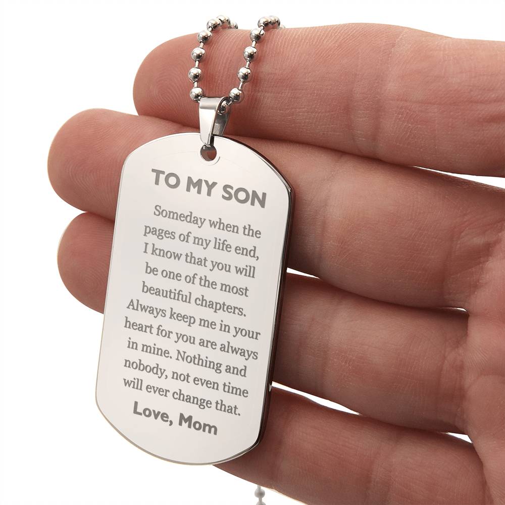 Engraved Dog Tag - From Mom to Son