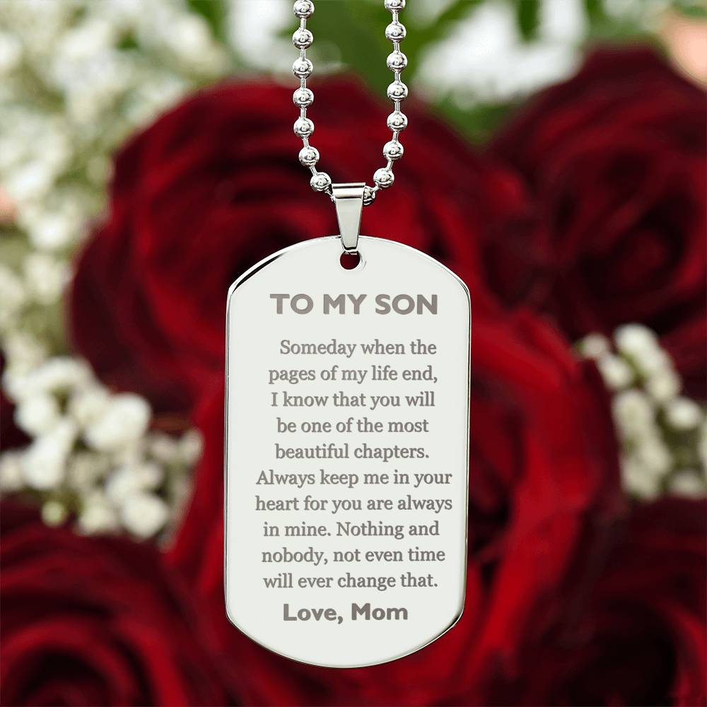 Engraved Dog Tag - From Mom to Son