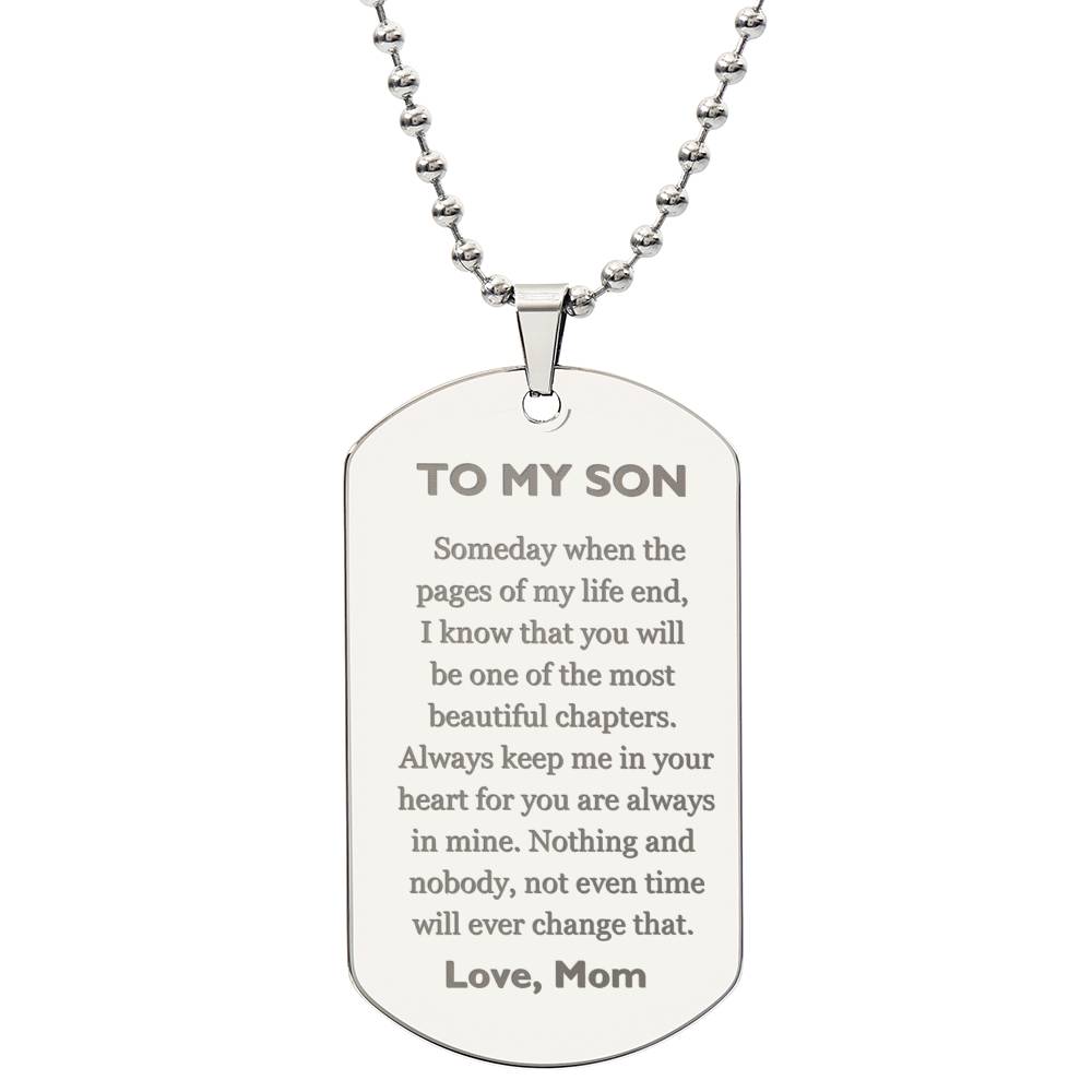 Engraved Dog Tag - From Mom to Son